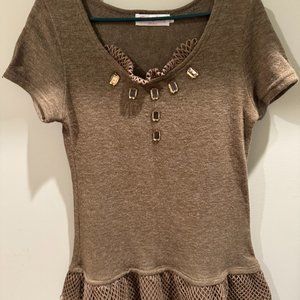 SS Brown Sweater with button design